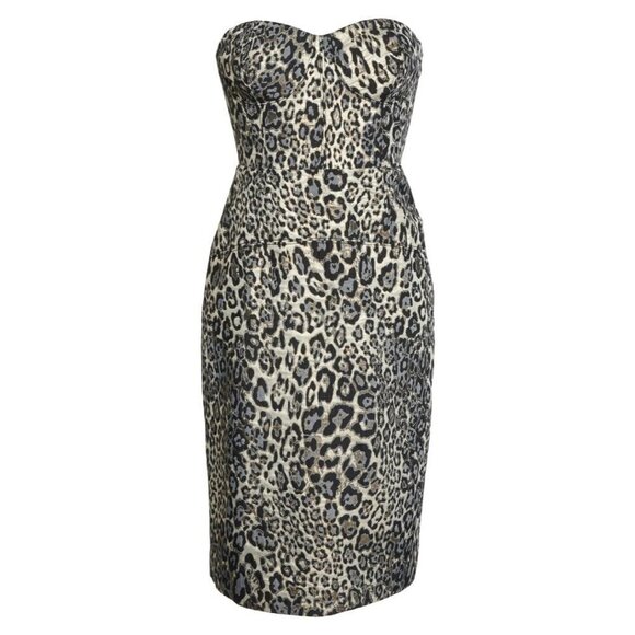J. Crew Collection Strapless Metallic Leopard Spot Party Dress $248 - Picture 8 of 16